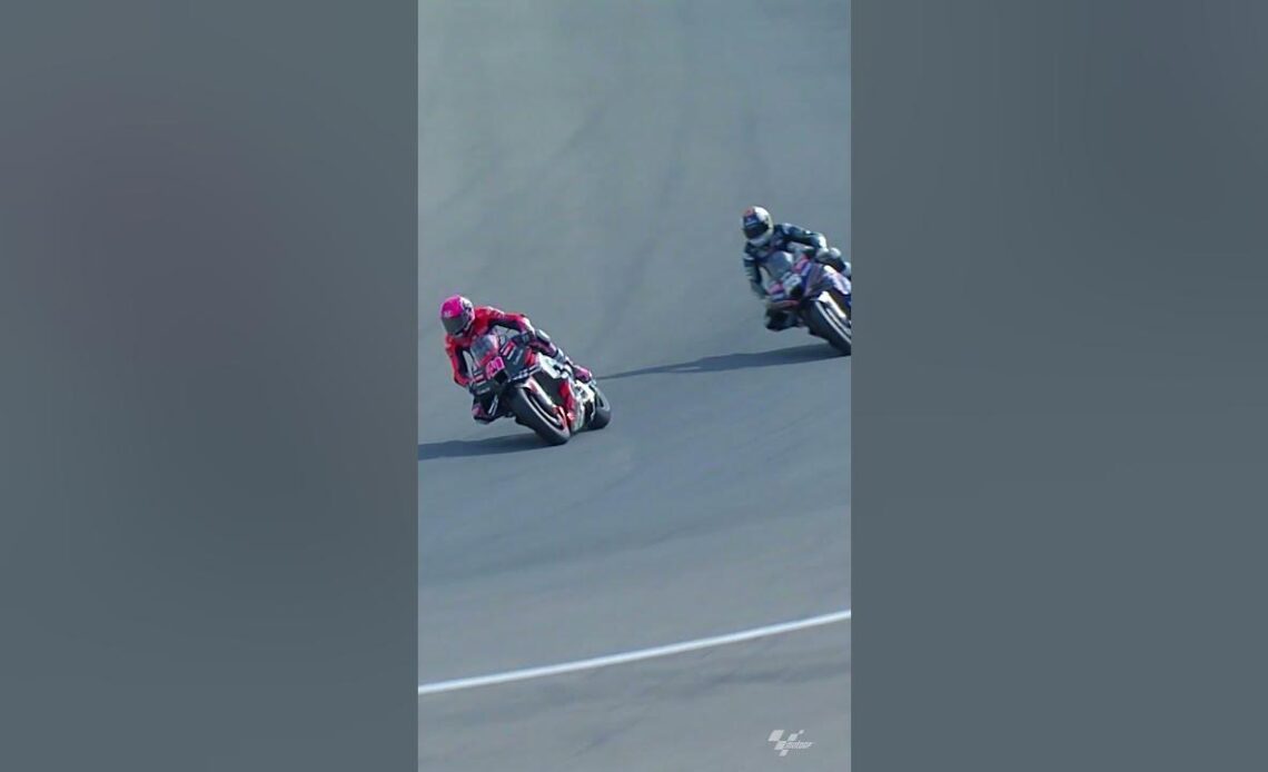 Aleix Espargaro avoids a cat in the middle of the track!