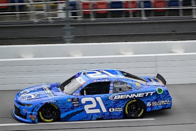 NASCAR Xfinity Series #21: Austin Hill, Richard Childress Racing, Bennett / REALTREE Chevrolet Camaro on track at Talladega Superspeedway, NKP