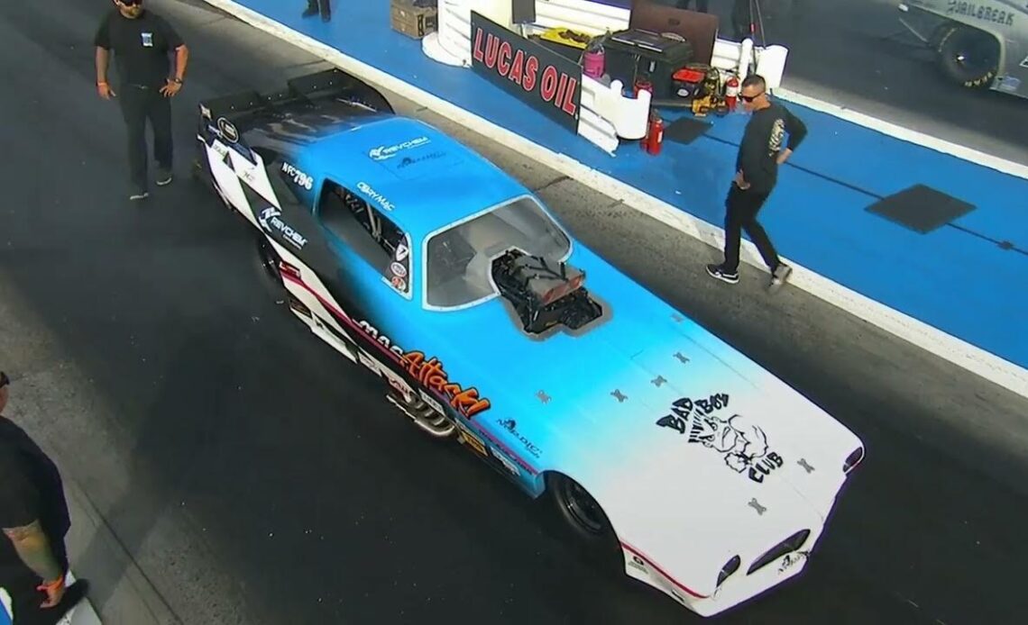 Cory McClenathan, Brad Thompson, Nostalgia Funny Car, Qualifying Rnd 2, Lucas Oil Winter Nationals,