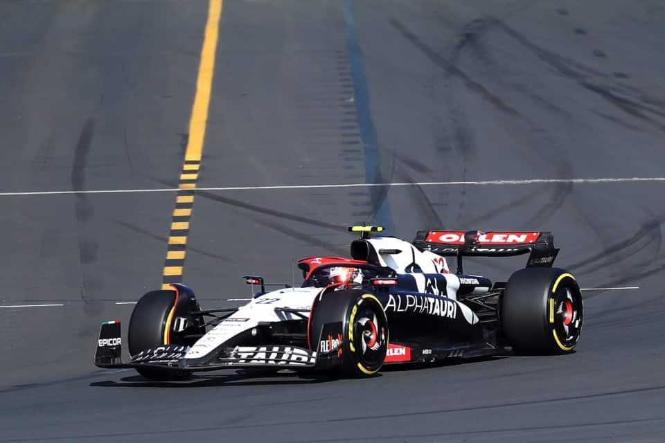 Yuki Tsunoda of Japan driving the (22) Scuderia AlphaTauri AT04 on track during the F1 Grand Prix of Australia at Albert Park Grand Prix Circuit on April 02, 2023 in Melbourne, Australia. (Photo by Peter Fox/Getty Images)