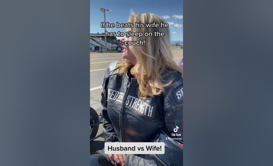 He Has to Sleep on the Couch if he Defeats his Wife in this Motorcycle drag race!