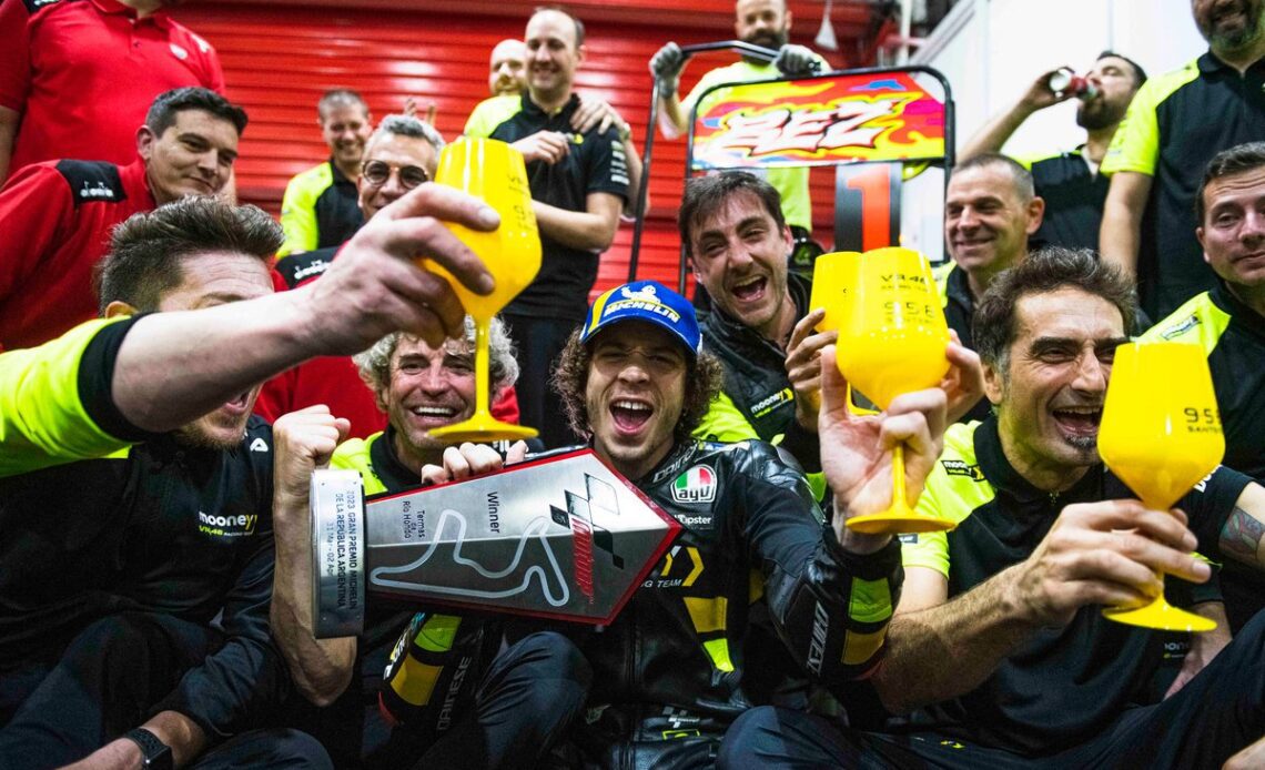 Marco Bezzecchi, VR46 Racing Team celebrate with the Team