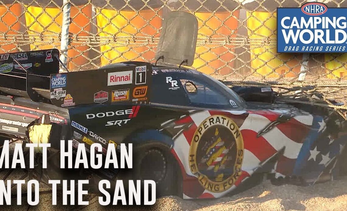 Matt Hagan goes into sand at #4widenats