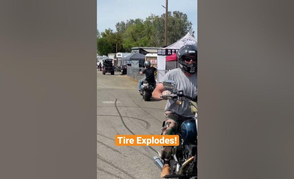 Motorcycle Tire Explodes at Harley-Davidson Stunt Show!