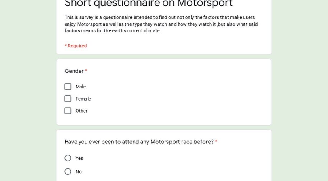 Motorsport questionnaire