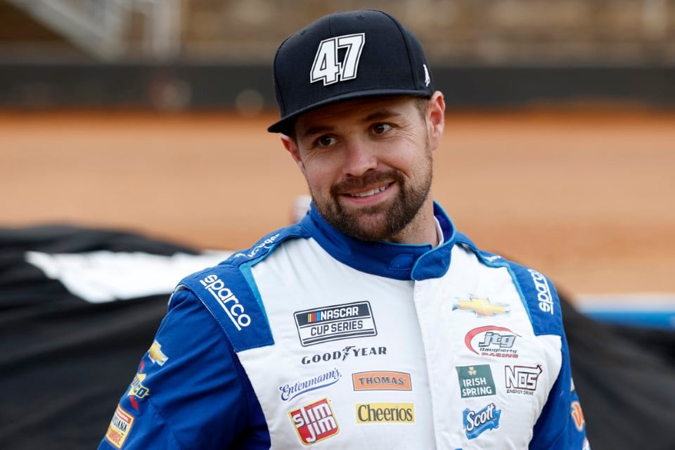 Ricky Stenhouse Jr., driver of the #47 Kroger/Irish Spring Chevrolet, waits on the grid prior to the NASCAR Cup Series Food City Dirt Race at Bristol Motor Speedway on April 17, 2022 in Bristol, Tennessee. (Photo by Chris Graythen/Getty Images)