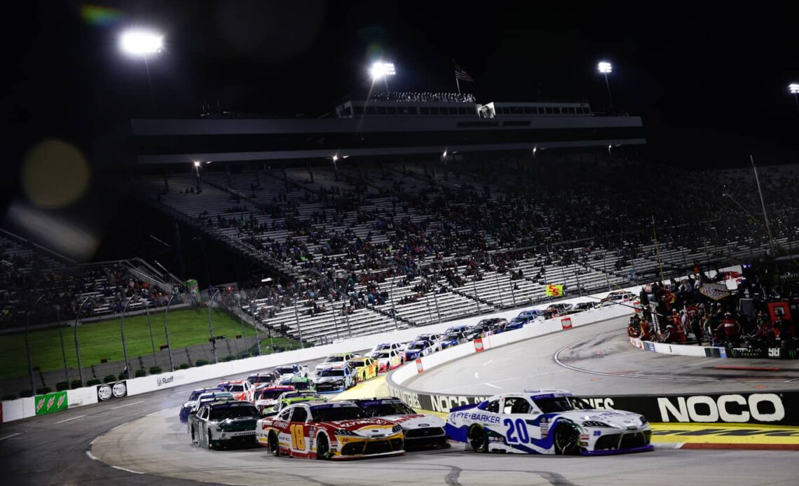 2023 Xfinity Martinsville I pack racing - Joe Gibbs Racing teammates John Hunter Nemechek, No. 20 Toyota, and Sammy Smith, No. 18 Toyota (Credit: Jared C. Tilton/Getty Images via NASCAR Media)