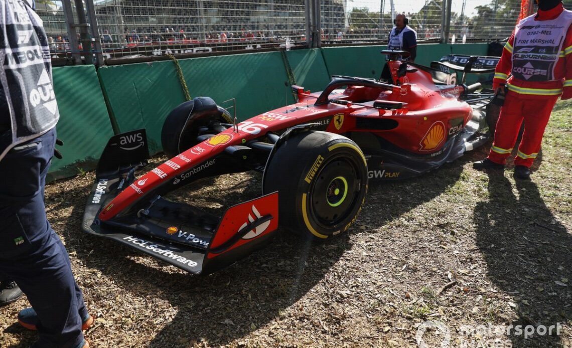 Charles Leclerc's race ended after contact with Stroll