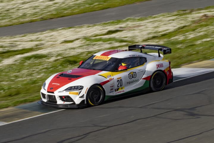 Terry Borcheller practicing the Carrus Callus Raceteam Toyota at Sonoma Raceway, 3/31/2023 (Photo: Brian Cleary/SRO Motorsports Group)