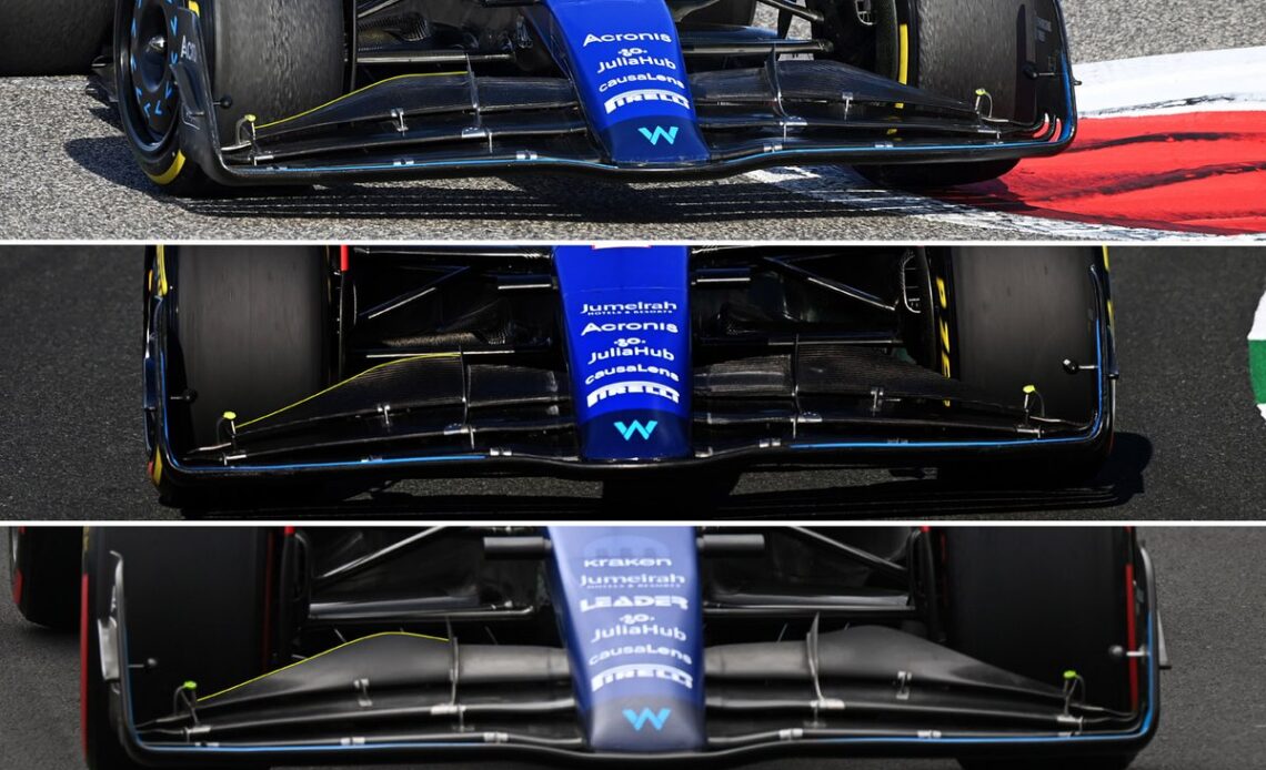 Williams FW45 front wing comparison