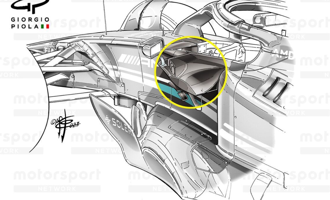 Mercedes W14 middle wing detail