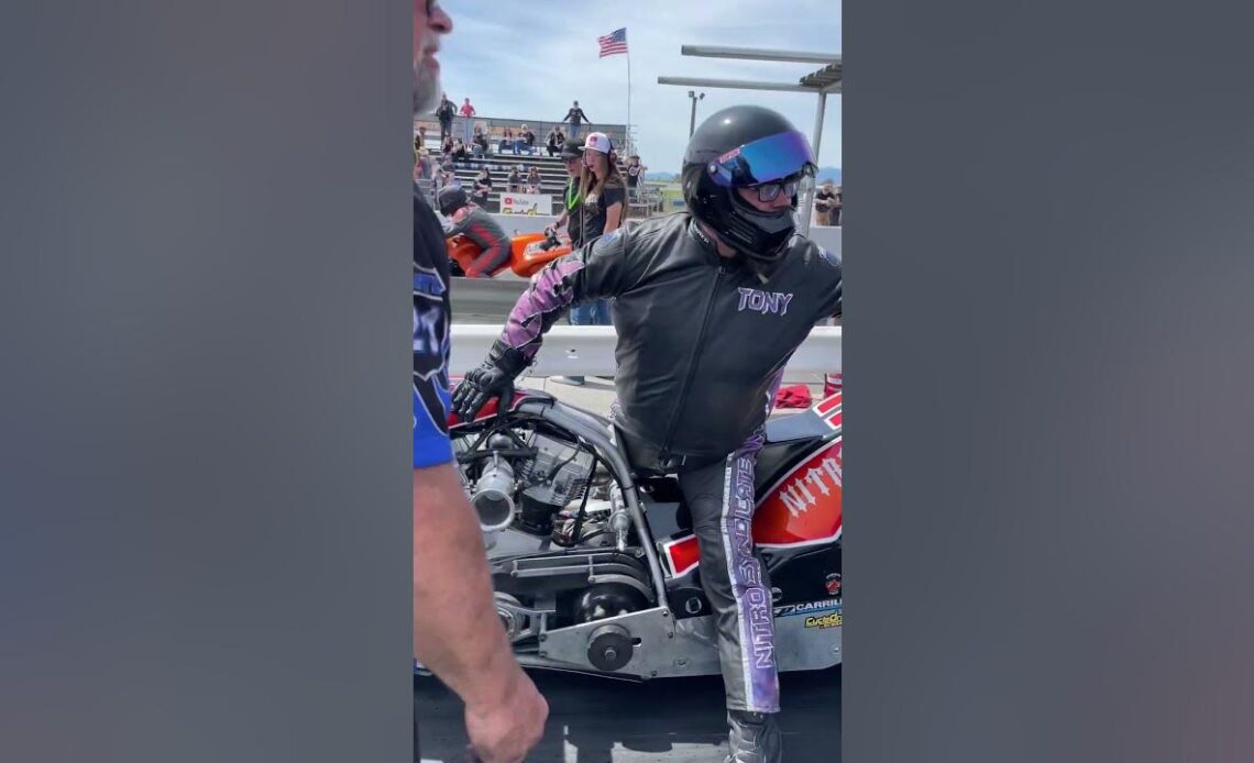 Top Fuel Harley Has Problem on the Starting Line