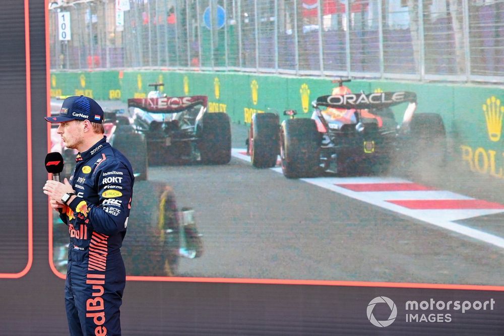 Max Verstappen, Red Bull Racing, 3rd position, is interviewed in Parc Ferme