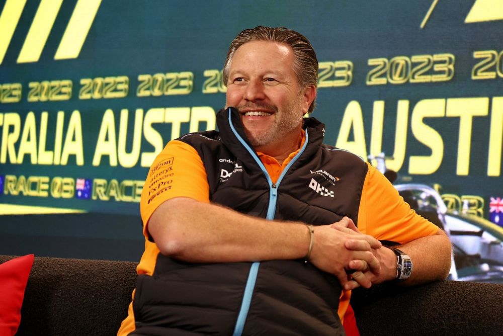 Zak Brown, CEO, McLaren Racing, in the team principals Press Conference