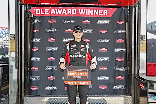 NASCAR CRAFTSMAN Truck Series driver Corey Heim wins the pole for the Buckle Up South Carolina 200 at Darlington Raceway, NKP