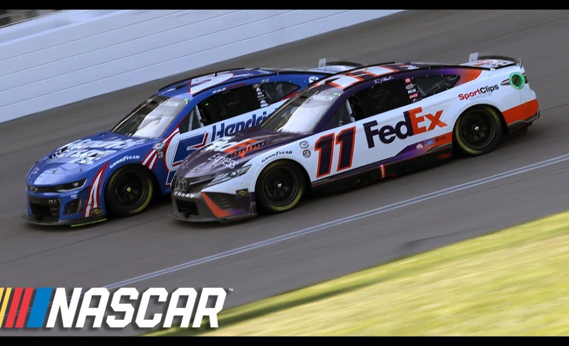 In-Car view of Denny Hamlin's move for the win on Kyle Larson | NASCAR