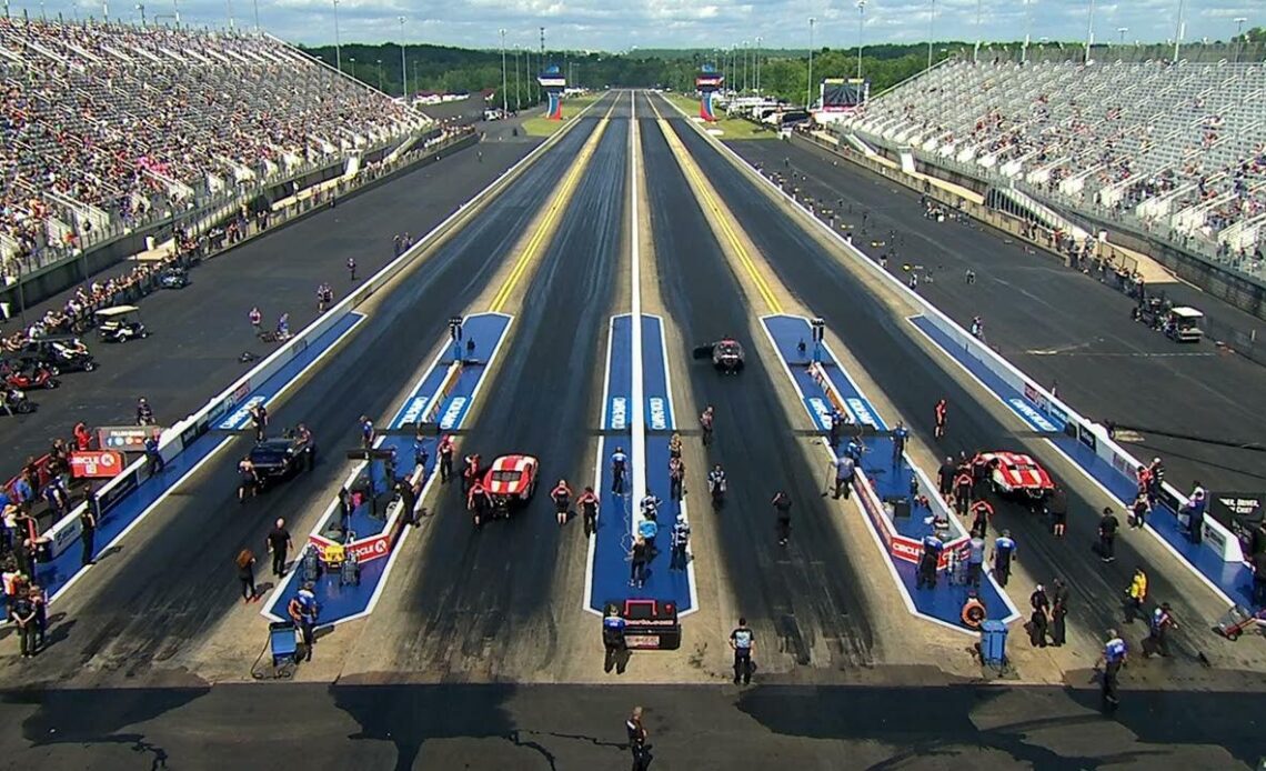 Justin Bond, Jerico Balduf, JR Gray, Kris Thorne, Lyle Barnett, in the booth, Pro Mod, Qualifying Rn