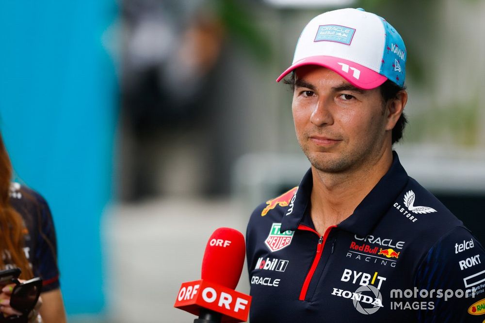 Sergio Perez, Red Bull Racing speaks to the media