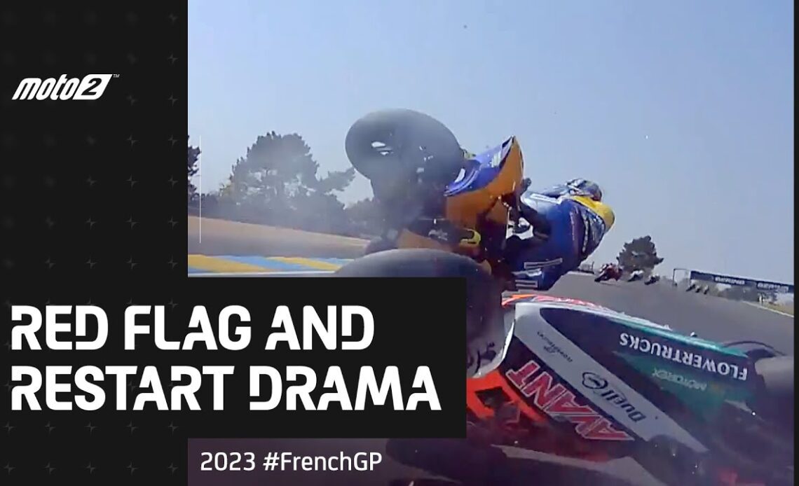 Red Flag and restart in Moto2™ 🚩 | 2023 #FrenchGP