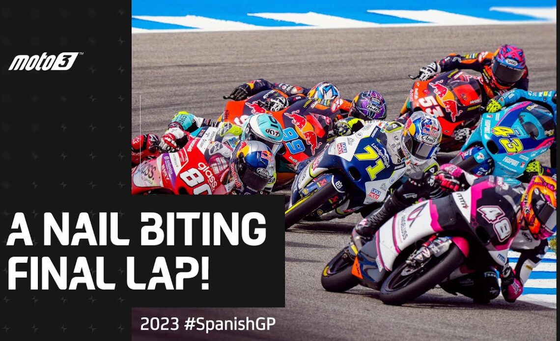 The unmissable Moto3™ last lap tussle! ⚔️ | 2023 #SpanishGP