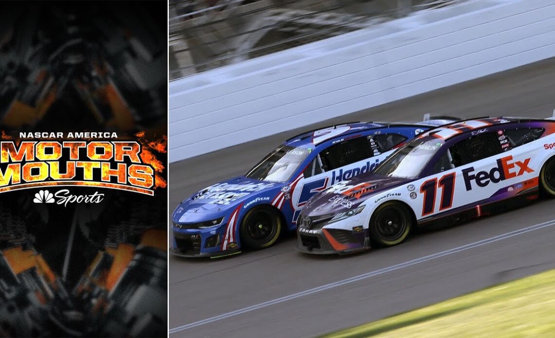 Was Denny Hamlin's move on Kyle Larson for NASCAR Kansas win fair or foul? | Motorsports on NBC