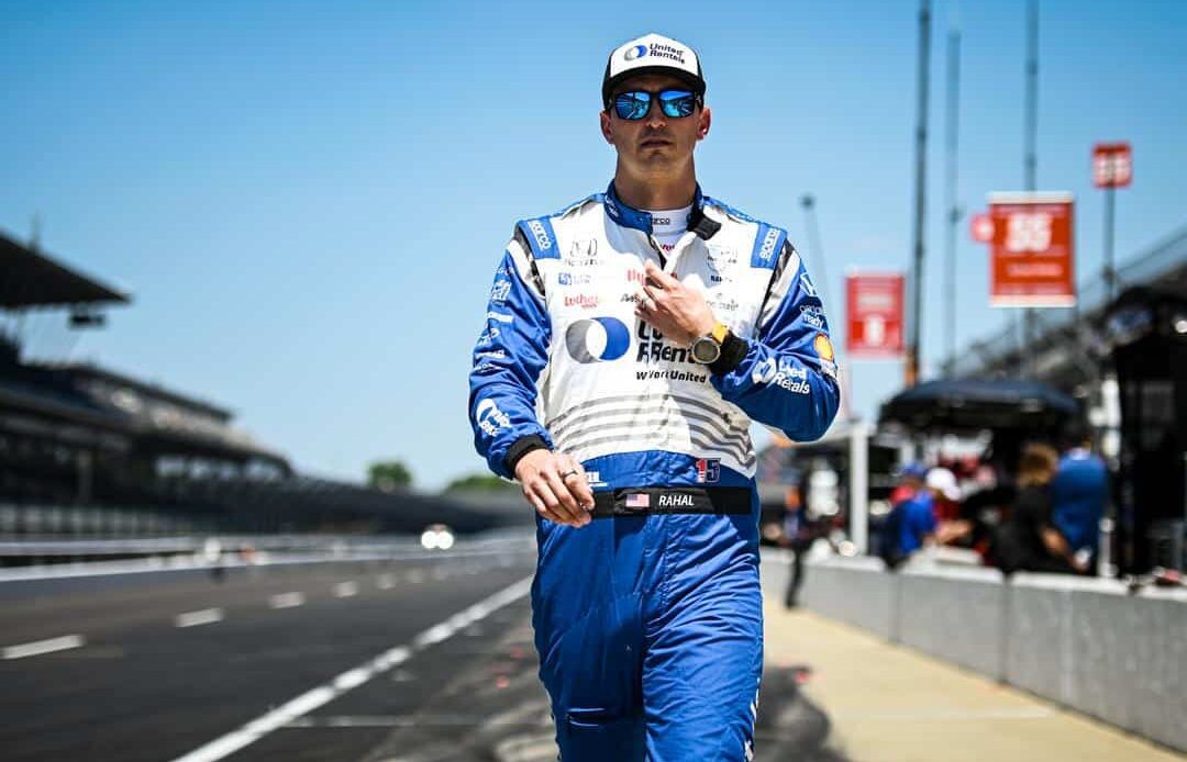 Graham Rahal, driver of the No. 15 United Rentals Honda, suits up for PPG Presents Armed Forces Qualifying