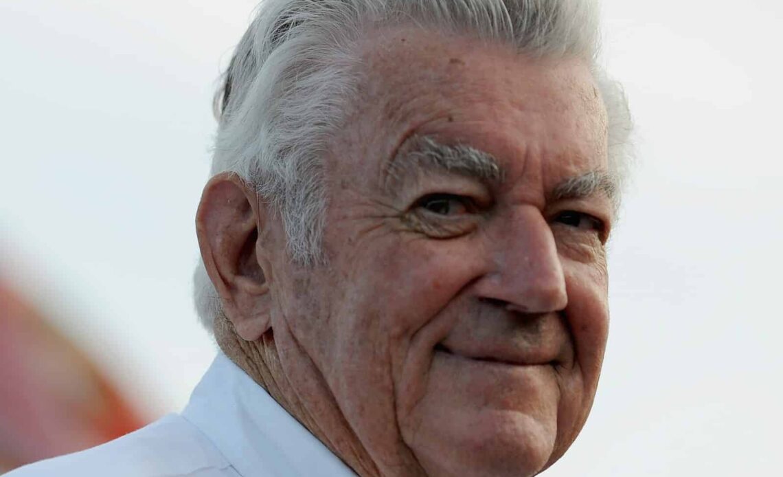 DAYTONA BEACH, FL - JULY 05: Grand Marshal Bobby Allison addresses the crowd prior to the NASCAR Nationwide Series Subway Firecracker 250 at Daytona International Speedway on July 5, 2013 in Daytona Beach, Florida. (Photo by Jared C. Tilton/NASCAR via Getty Images)