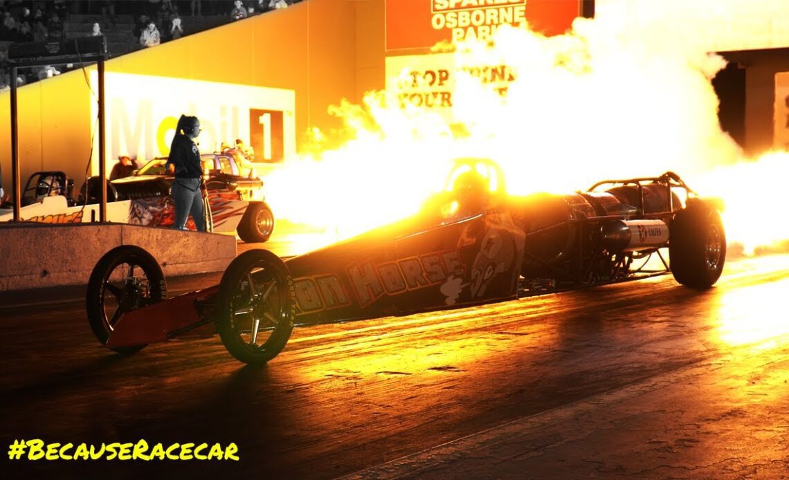 Side by Side Jet Dragsters light up the Motorplex at the Night of Fire! | Afterburn Flameshows |