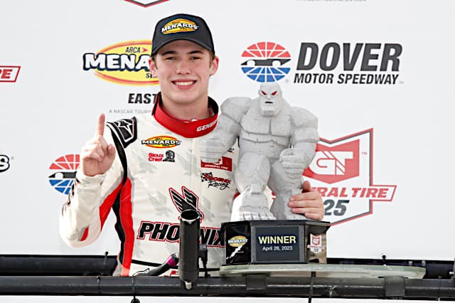 2023 ARCA East Dover Jake Finch and Miles the Monster trophy (Credit: NKP)
