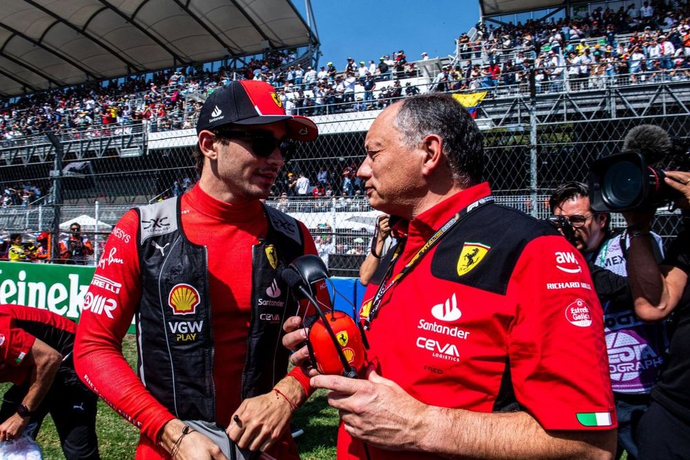 Charles Leclerc, Scuderia Ferrari, Frederic Vasseur, Team Principal and General Manager, Scuderia Ferrari