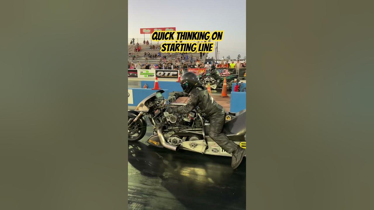 Quick Thinking on Starting Line Saves Pass for Top Fuel Harley Racer