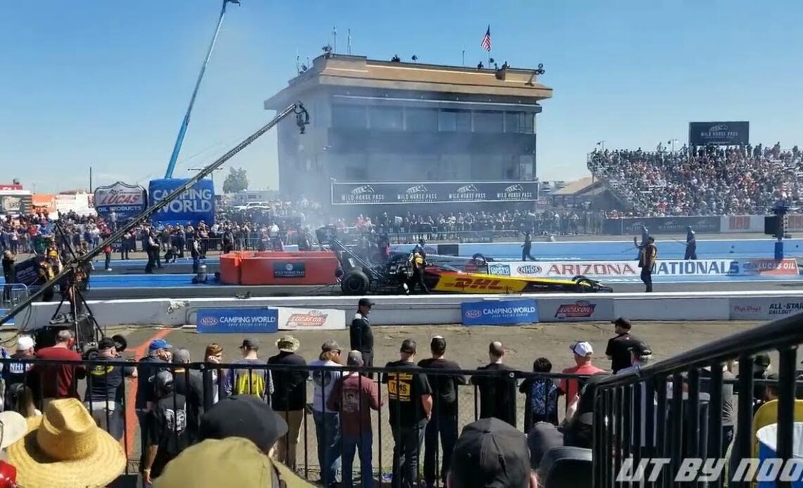 Shawn Langdon, Antron Brown, Top Fuel Dragster, Eliminations Rnd 1, The Last Pass, The Arizona Natio