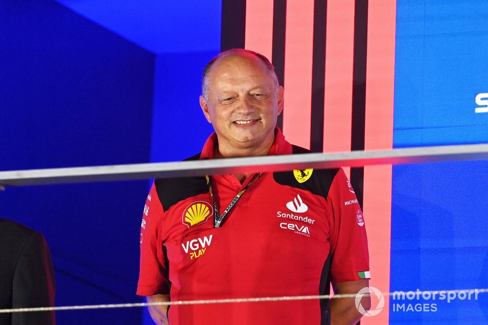 Frederic Vasseur, Team Principal and General Manager, Scuderia Ferrari, on the podium