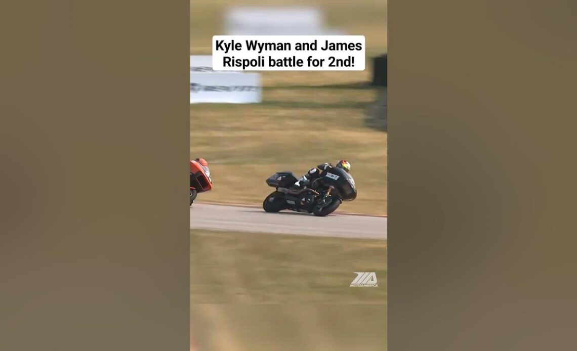 An intense brawl to the finish at Road America! #motoamerica #baggers #motorcycle