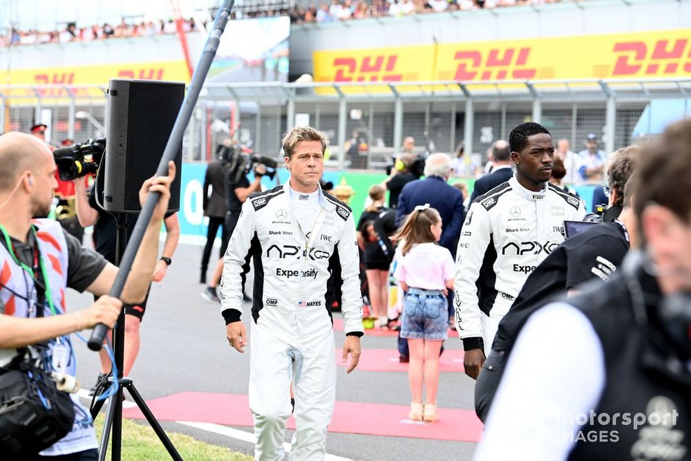 Brad Pitt filming F1 race movie