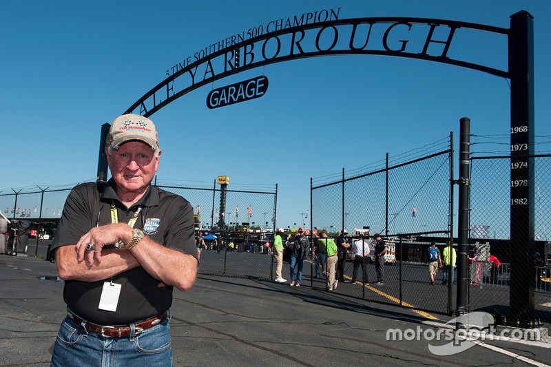 Cale Yarborough in front of the Darlington garage area named in his honor