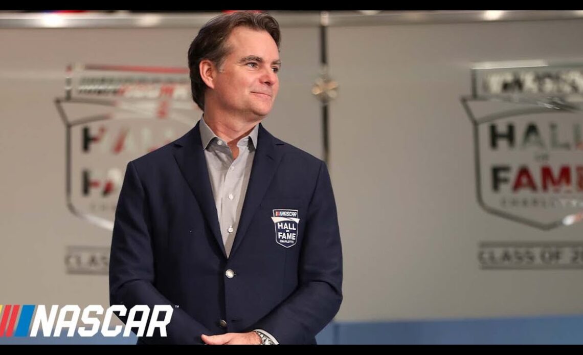 Class of 2019 Hall of Fame member Jeff Gordon celebrates induction of teammates