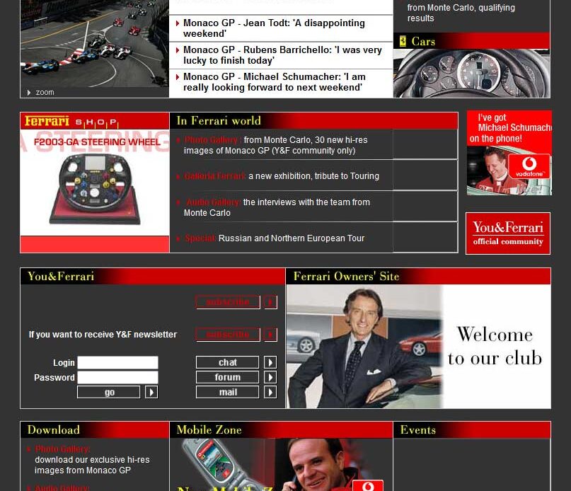 How teams' sites looked in the pre-YouTube era · RaceFans