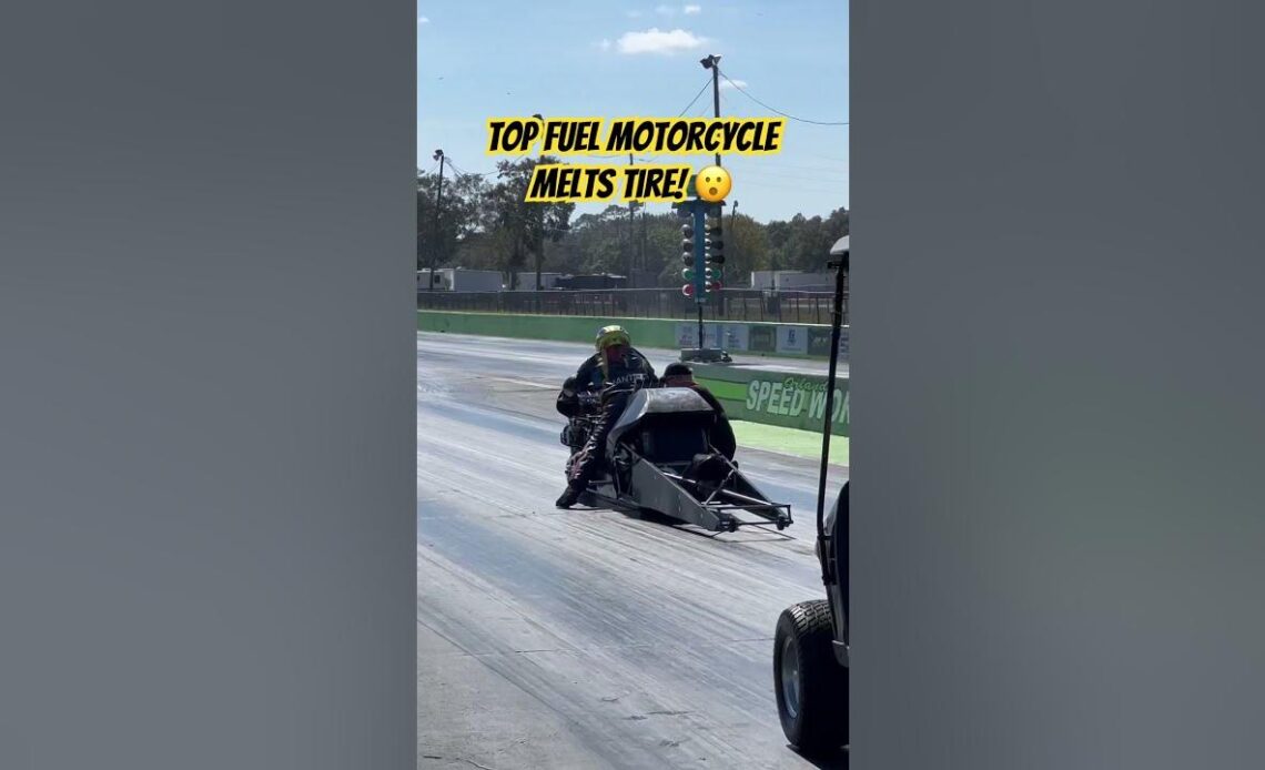 Top Fuel Motorcycle Melts Tire 😮