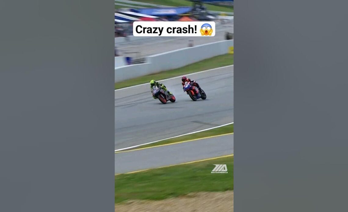 A scary moment for Twins Cup riders at Road Atlanta. Thankfully everyone was okay. #motoamerica