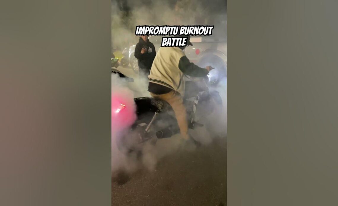 Burnout Battle Breaks Out in Parking Lot! Who won? 🤷🏻‍♂️