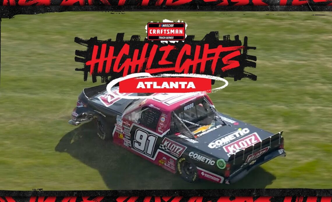 Jack Wood spins through the grass after contact at Atlanta | NASCAR