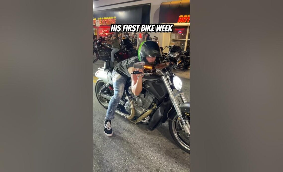 Overly Excited Biker Nearly Gets Busted by Cops at his First Daytona Bike Week