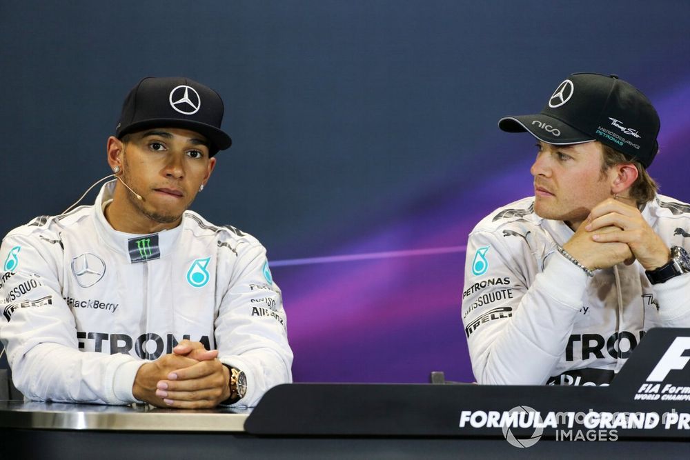 Press conference: race winner Nico Rosberg, Mercedes F1, second place Lewis Hamilton, Mercedes F1 W05