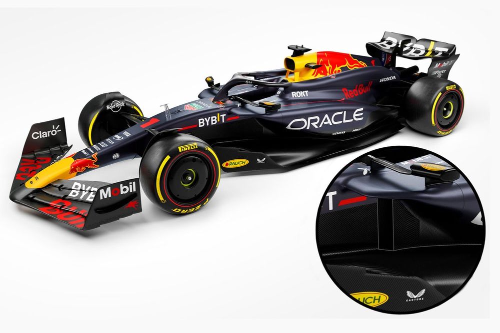 Red Bull RB20 with sidepod inlet arrangement, inset