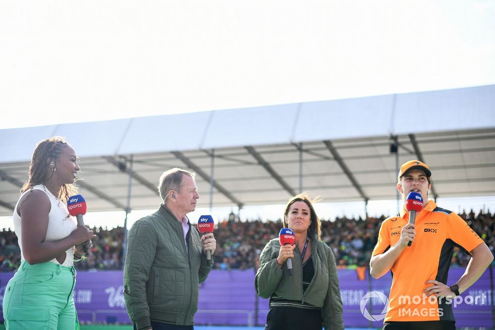 Naomi Schiff, Sky TV, Martin Brundle Sky TV, Natalie Pinkham, Sky TV and Oscar Piastri, McLaren