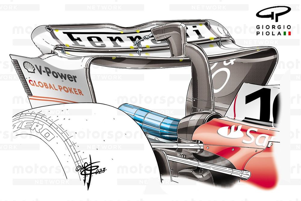 Charles Leclerc, Ferrari SF-23 rear wing detail