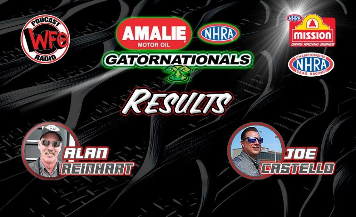 Amalie Oil NHRA Gatornationals results, featuring Gaige Herrera, Alan Reinhart, and Joe Castello