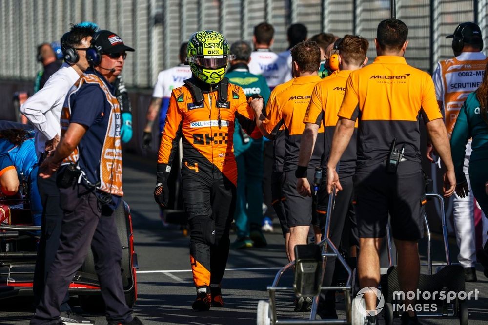 Lando Norris, McLaren F1 Team, in Parc Ferme after Qualifying