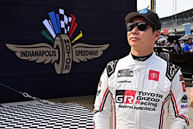 NASCAR Cup Series driver Kamui Kobayashi prepares for the Verizon 200 at the Brickyard at Indianapolis Motor Speedway road course, NKP